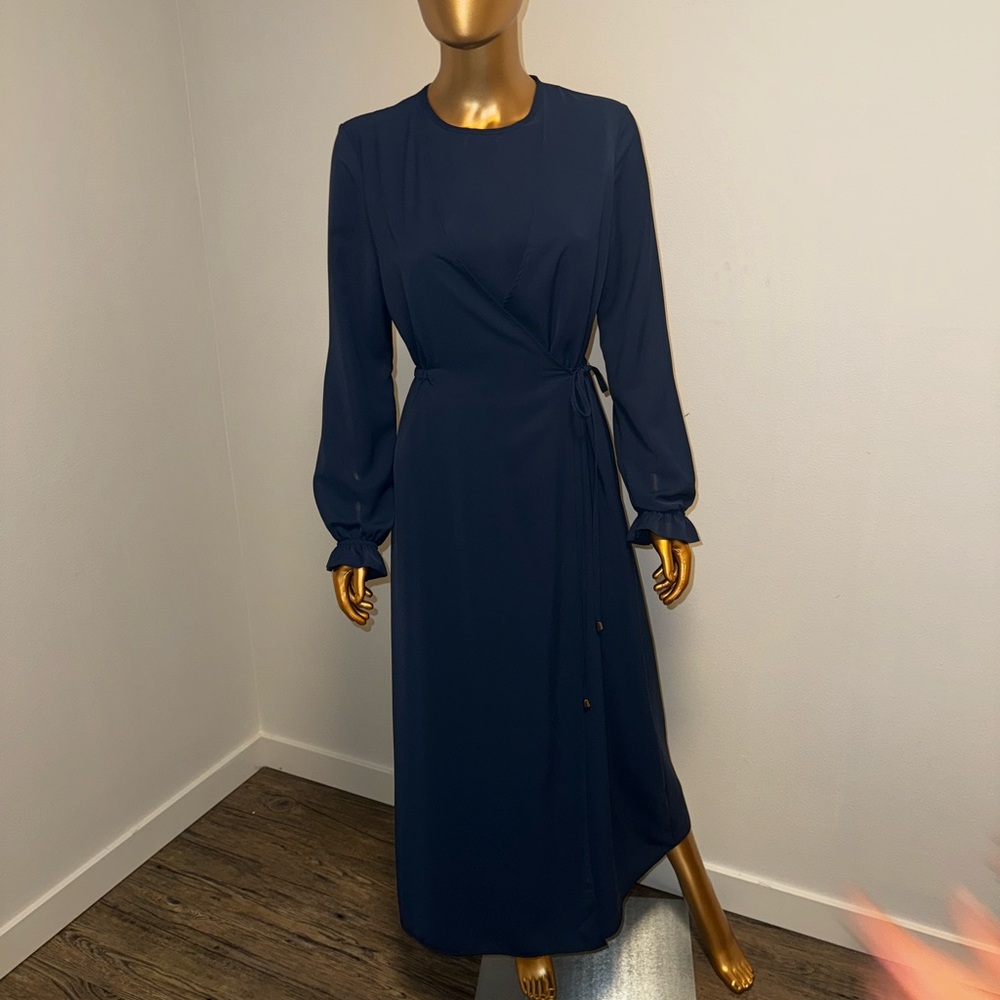 Chic Long Sleeve Navy Dress